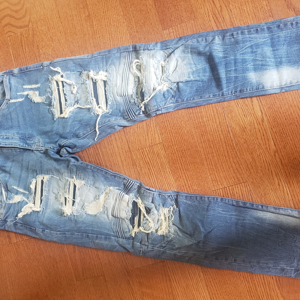 Blue Skinny Distressed Jeans with Rips
